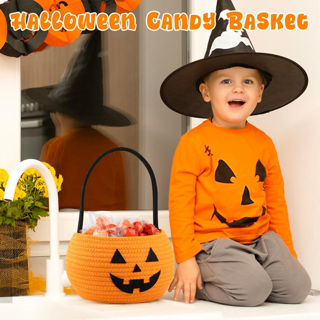 Picture of Trick or Treat Basket | Personalized Embroidered Halloween Candy Basket for Kids