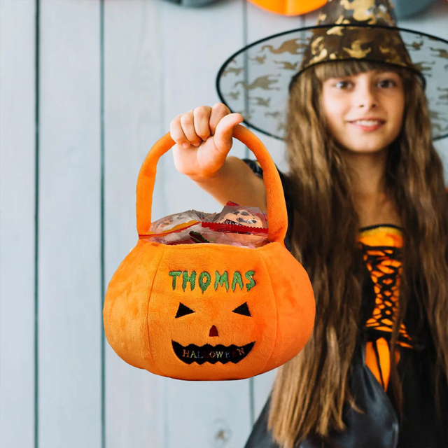 Picture of Trick or Treat Basket | Custom Embroidered Halloween Candy Basket | Halloween Basket for Kids