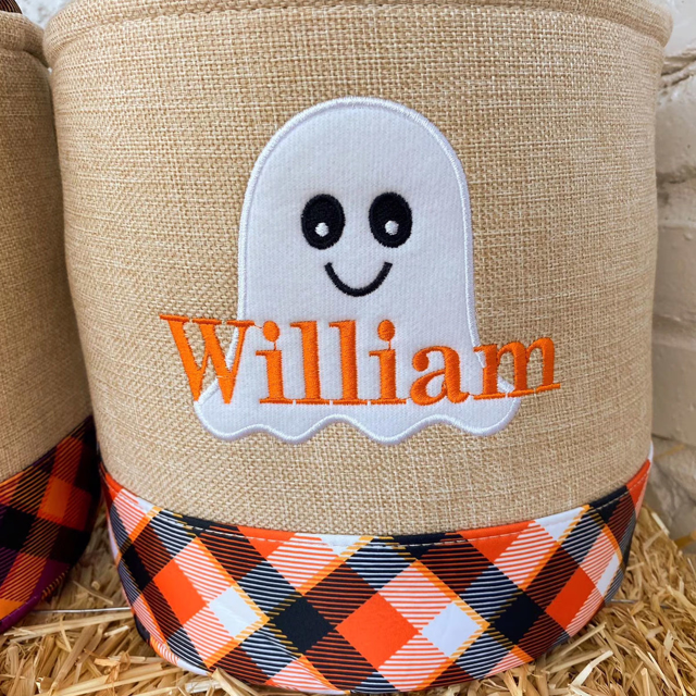 Picture of Trick or Treat Basket | Custom Embroidered Halloween Candy Basket | Halloween Basket for Children