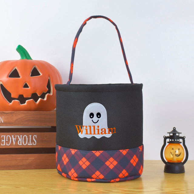 Picture of Trick or Treat Basket | Custom Embroidered Halloween Candy Basket | Halloween Basket for Children