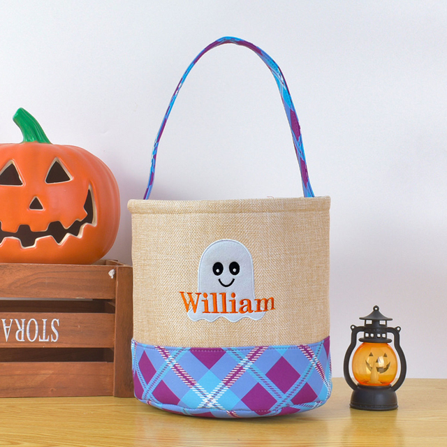 Picture of Trick or Treat Basket | Custom Embroidered Halloween Candy Basket | Halloween Basket for Children