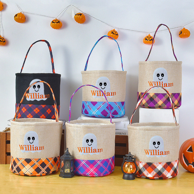 Picture of Trick or Treat Basket | Custom Embroidered Halloween Candy Basket | Halloween Basket for Children