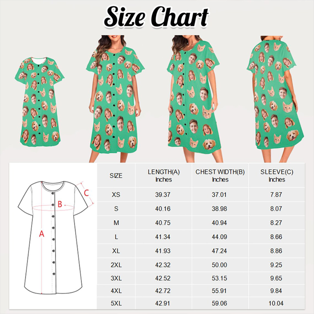 Picture of Custom nightgown | Custom Photo Nightdress | Personalized Face Sleepwear