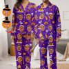 Picture of Custom Halloween Pajamas | Halloween Themed Custom Pajamas | Personalized Face Long Sleeve Pajama Set | Purple Halloween Style