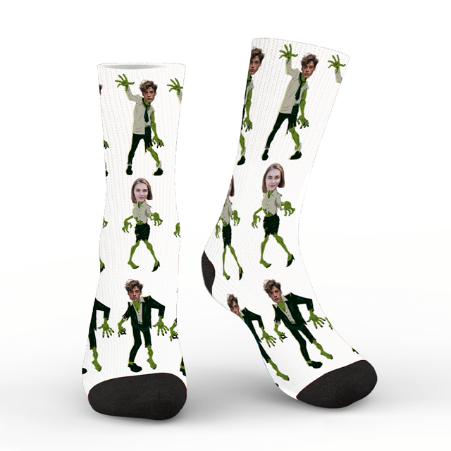 Picture of Personalized Socks  | Halloween Zombie Custom Face Socks | Funny Personalized Monster Socks for Men Women Kids Gift