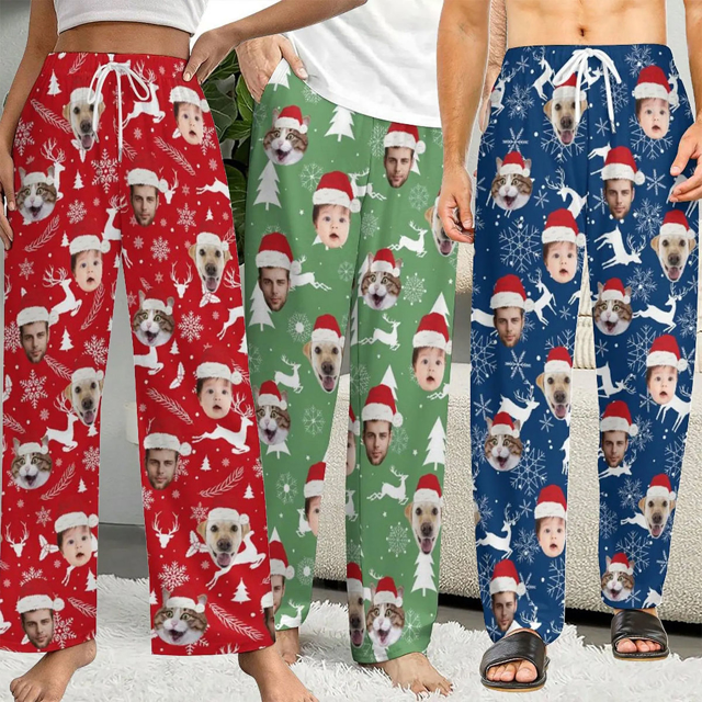 Picture of Custom Christmas Pajama Pants | Personalised Pajama bottoms with Faces and Patterns | Custom Pajama