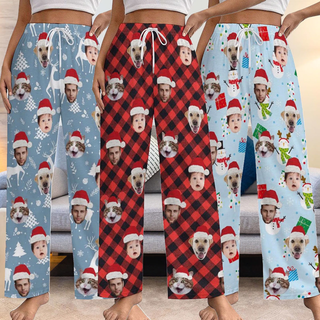 Picture of Custom Christmas Pajama Pants | Personalised Pajama bottoms with Faces and Patterns | Custom Pajama