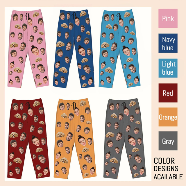 Picture of Custom Multi-avatar Pajama Pants-| Personalised Pajama bottoms with Faces | Custom Pajama