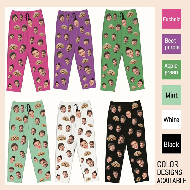 Picture of Custom Multi-avatar Pajama Pants-| Personalised Pajama bottoms with Faces | Custom Pajama