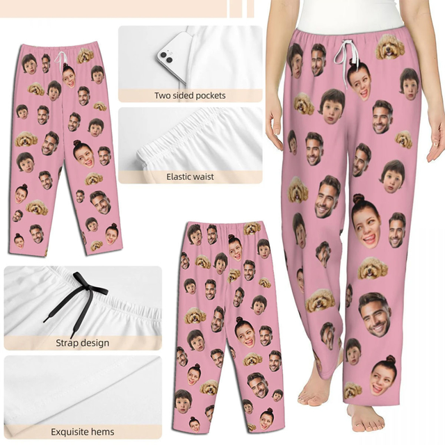 Picture of Custom Multi-avatar Pajama Pants-| Personalised Pajama bottoms with Faces | Custom Pajama