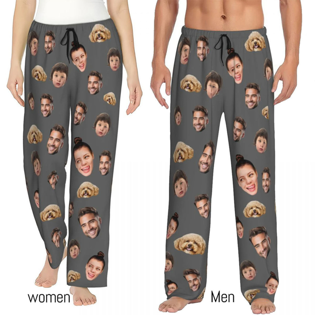 Picture of Custom Multi-avatar Pajama Pants-| Personalised Pajama bottoms with Faces | Custom Pajama