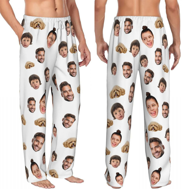 Picture of Custom Multi-avatar Pajama Pants-| Personalised Pajama bottoms with Faces | Custom Pajama