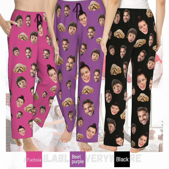 Picture of Custom Multi-avatar Pajama Pants-| Personalised Pajama bottoms with Faces | Custom Pajama