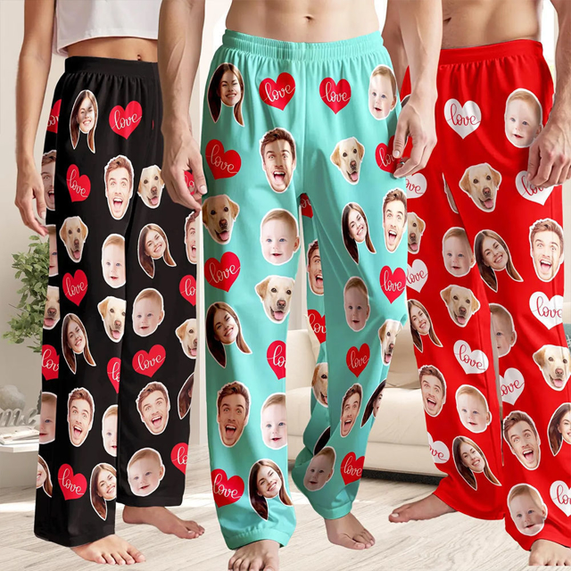 Picture of Custom Pajama Pants with Faces | Personalized Pajama bottoms for gift giving | Custom Pajama