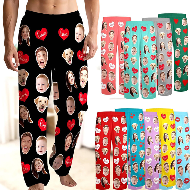 Picture of Custom Pajama Pants with Faces | Personalized Pajama bottoms for gift giving | Custom Pajama