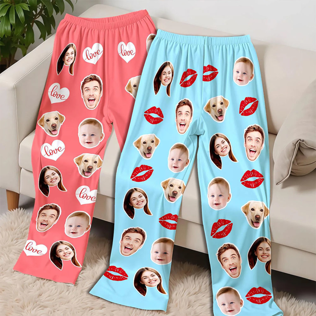Picture of Custom Pajama Pants with Faces | Personalized Pajama bottoms for gift giving | Custom Pajama