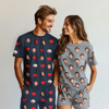Picture of Custom Cozy Short Sleeves Face Pajamas Full Set | Personalised Unisex Summer Pajama Gift Sets | Custom Pajama