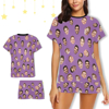 Picture of Custom Cozy Short Sleeves Face Pajamas Full Set | Personalised Unisex Summer Pajama Gift Sets | Custom Pajama