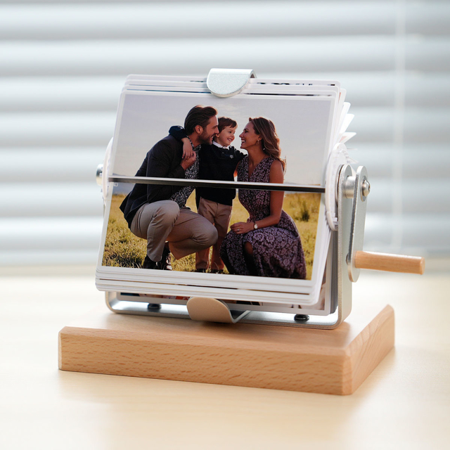 Picture of Custom Family Photo Flipbook | Personalised Flip Album with Wooden Base | Home Decor