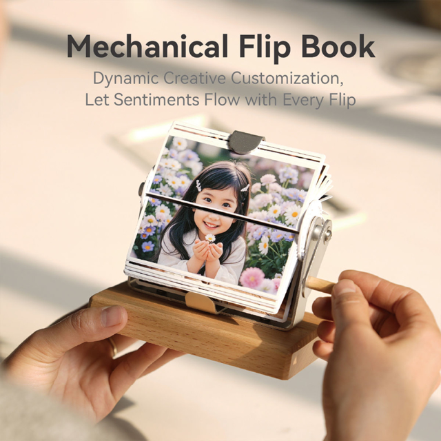 Picture of Custom Family Photo Flipbook | Personalised Flip Album with Wooden Base | Home Decor