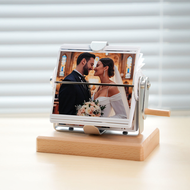 Picture of Custom Family Photo Flipbook | Personalised Flip Album with Wooden Base | Home Decor