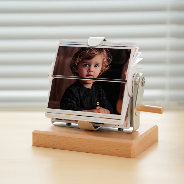 Picture of Custom Family Photo Flipbook | Personalised Flip Album with Wooden Base | Home Decor