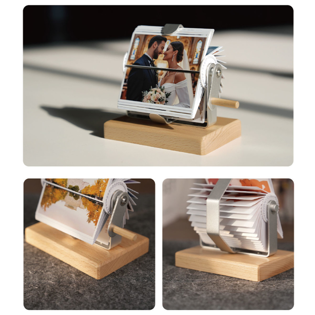 Picture of Custom Family Photo Flipbook | Personalised Flip Album with Wooden Base | Home Decor
