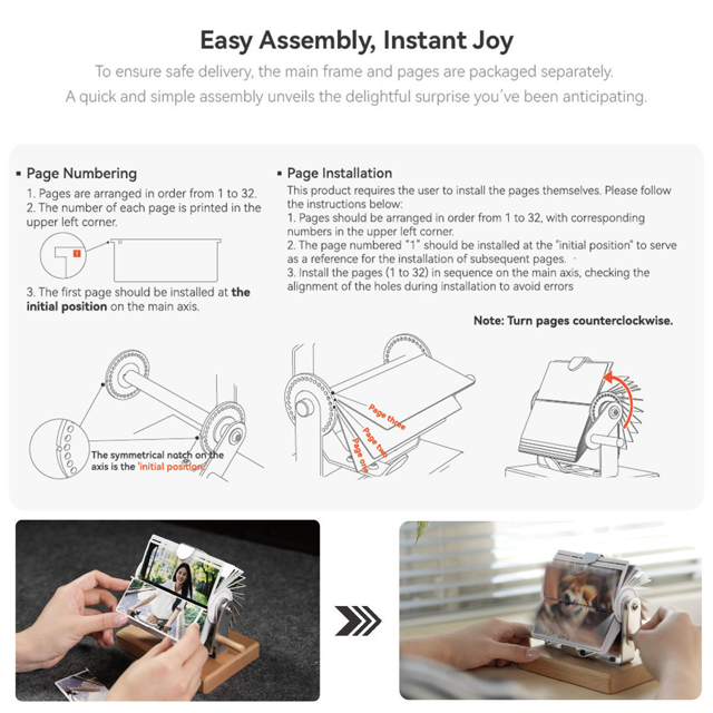 Picture of Custom Family Photo Flipbook | Personalised Flip Album with Wooden Base | Home Decor