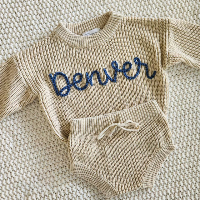 Picture of Newborn Baby Sweater Set - Custom Embroidered Baby Sweaters - Nice Baby Shower Gift