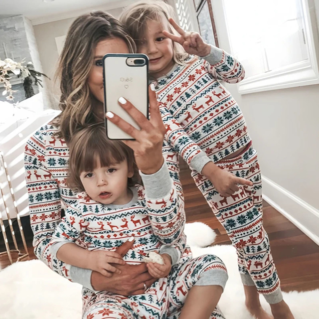 Picture of Family Pajama Set - Family Christmas Pajama Sets - Christmas Pattern Long Sleeves Pajamas