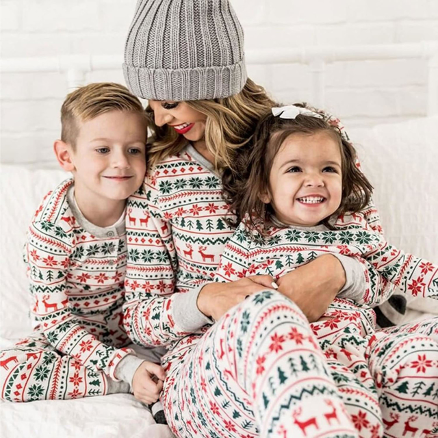 Picture of Family Pajama Set - Family Christmas Pajama Sets - Christmas Pattern Long Sleeves Pajamas