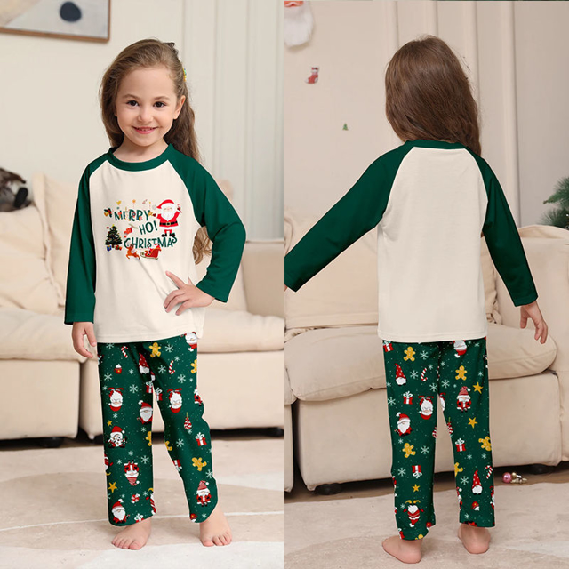 Picture of Family Pajama Set - Family Christmas Pajama Sets - Long Sleeves Pajamas - Green with Santa