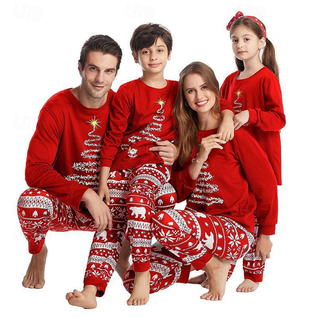 Picture of Family Pajama Set - Family Christmas Pajama Sets - Long Sleeves Pajamas - Sparkle Tree
