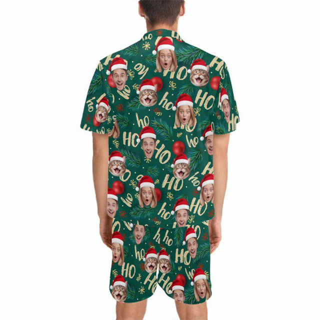 Picture of Custom Christmas Pajama Set - Custom Christmas Short Sleeves Face Pajamas Full Set - Personalised Unisex  Pajama Gift Set
