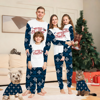 Picture of Family Pajama Set - Family Christmas Pajama Set - Navy Blue Snowflake Merry Christmas Parent-Child Pajamas - Crew Neck Pajamas