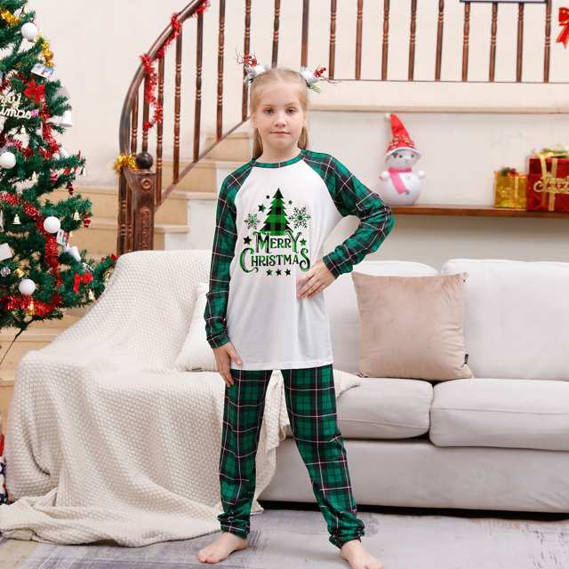 Picture of Family Pajama Set - Family Christmas Pajama Sets - Green Plaid Long Sleeves Pajamas