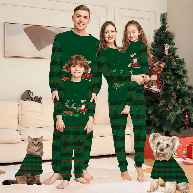 Picture of Family Pajama Set - Family Christmas Pajama Sets - Happy Santa Long Sleeve Pajamas - Best Family Christmas Gift