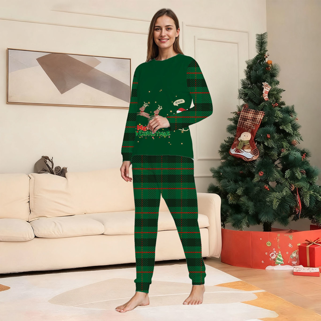 Picture of Family Pajama Set - Family Christmas Pajama Sets - Happy Santa Long Sleeve Pajamas - Best Family Christmas Gift