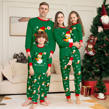Picture of Family Pajama Set - Family Christmas Pajama Sets - Happy Snowmen Long Sleeves Pajamas - Merry Christmas