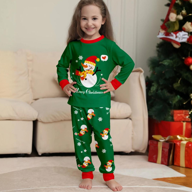 Picture of Family Pajama Set - Family Christmas Pajama Sets - Happy Snowmen Long Sleeves Pajamas - Merry Christmas