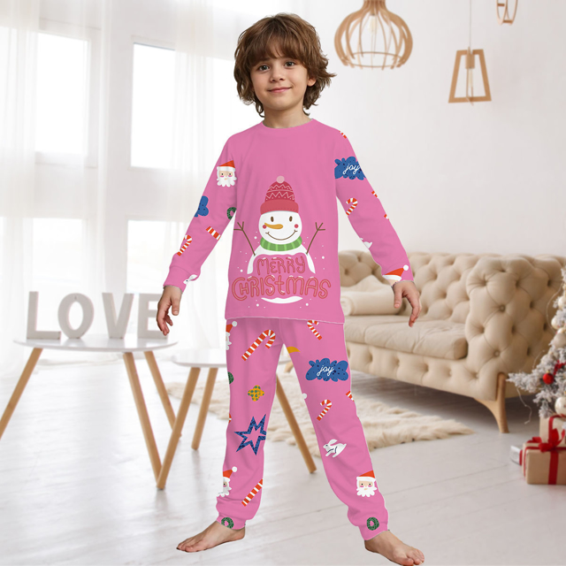 Picture of Family Pajama Set - Family Christmas Pajama Sets - Happy Snowmen Long Sleeves Pajamas - Family Christmas Gift