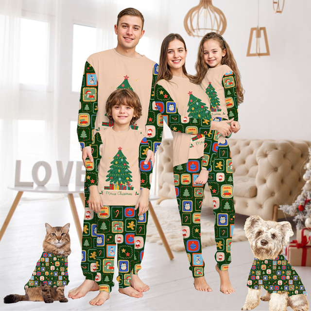 Picture of Family Pajama Set - Family Christmas Pajama Sets - Long Sleeve Pajamas with Christmas Tree