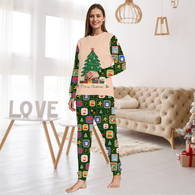 Picture of Family Pajama Set - Family Christmas Pajama Sets - Long Sleeve Pajamas with Christmas Tree