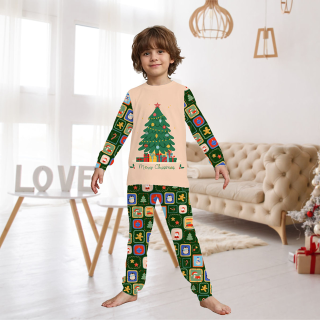 Picture of Family Pajama Set - Family Christmas Pajama Sets - Long Sleeve Pajamas with Christmas Tree