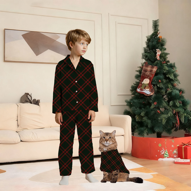 Picture of Family Pajama Set - Christmas Family Pajama Sets - Diagonal Stripes Long Sleeves Pajamas