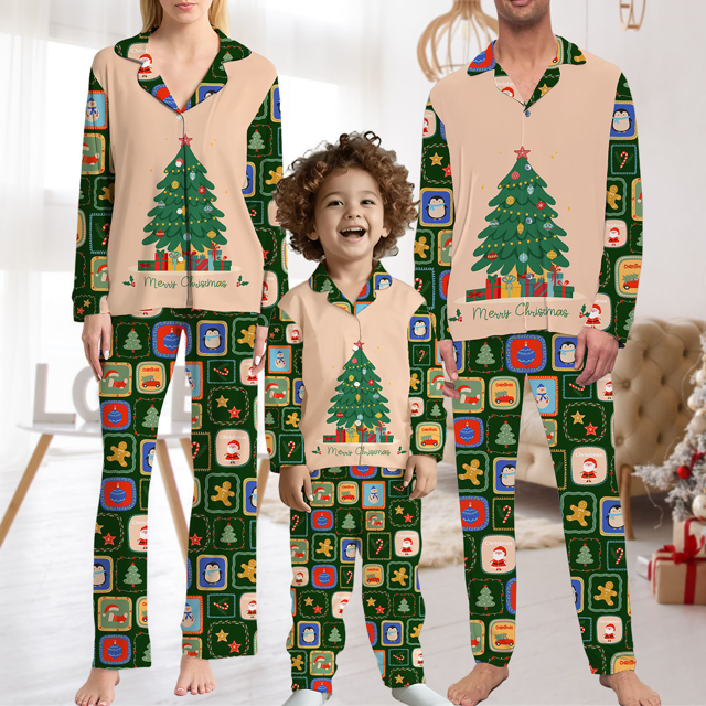 Picture of Family Pajama Set - Family Christmas Pajama Sets - Christmas Pattern Long Sleeves Pajamas - Christmas Gift