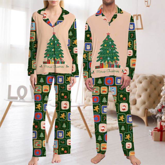 Picture of Family Pajama Set - Family Christmas Pajama Sets - Christmas Pattern Long Sleeves Pajamas - Christmas Gift