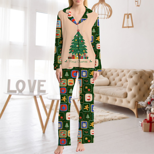 Picture of Family Pajama Set - Family Christmas Pajama Sets - Christmas Pattern Long Sleeves Pajamas - Christmas Gift