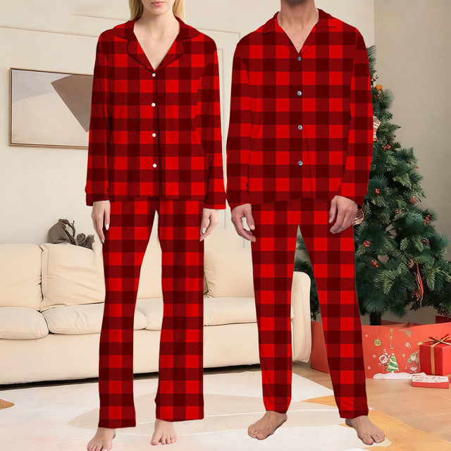 Picture of Family Pajama Set - Family Christmas Pajama Sets - Christmas Red Pattern Long Sleeves Pajamas - Gift for Loved One