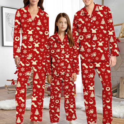 Picture of Family Pajama Set - Family Christmas Pajamas Set -  Christmas Red Sleepwear